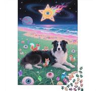 Puzzle 1000 Pezzi Border Collie by The Sea, Per Lei O Lui Giochi Rilassamento E Intelligence Impossible Classici Regalo 1000pcs (75x50cm)