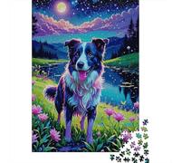 Puzzle 1000 Pezzi Border Collie in The Grassland by The River, Per Bambini E Adulti Puzzle Difficile Sfida Classici Regali 1000pcs (75x50cm)