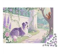 Puzzle 1000 Pezzi Border Collie Rests Quietly in The Garden, Per Bambini E Adulti Puzzle Per Gioco Familiare Difficile Sfida Classici Idea Regalo 1000pcs (75x50cm)