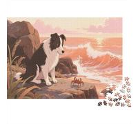 Puzzle 1000 Pezzi Border Collie Squats on The Reef, Per Bambini E Adulti Puzzle Per Gioco Familiare Difficile Sfida Classici Regali 1000pcs (75x50cm)