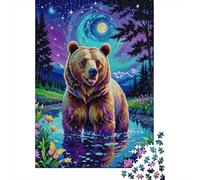 Puzzle 1000 Pezzi Brown Bear Pool Starry Sky, Per Lei O Lui Giochi Rilassamento E Intelligence Impossible Grandi Dimensioni Regali 1000pcs (75x50cm)