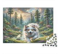 Puzzle 1000 Pezzi Brussels Griffon per Adulti, Cane Soffice nel Ruscello della Foresta Impossibile Difficile ed Educativo Antistress 38x26cm 1000 Pezzi