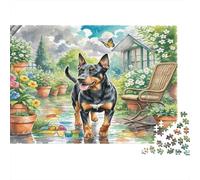 Puzzle 1000 Pezzi Brussels Griffon, Pinscher Nano nel Cortile sul Retro per Adulti e Adolescenti Gioco Educativo Antistress 70x50cm 1000 Pezzi