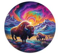 Puzzle 1000 pezzi "Bufalo psichedelico", puzzle difficile per adulti, sviluppa la coordinazione occhio-mano, perfetto come regalo di compleanno (67,5x67,5 cm).