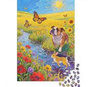 Puzzle 1000 Pezzi Bulldog Standing by The Stream, Per Bambini/Adultí - Sfida Difficile & Regalo Elegante 1000pcs (75x50cm)