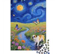 Puzzle 1000 Pezzi Bulldog Stands And Watches The Butterfly, Per Bambini/Adultí - Sfida Classica Relax & Regalo 1000pcs (75x50cm)