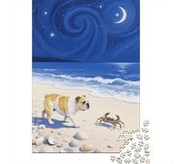 Puzzle 1000 Pezzi Bulldogs Strolling on The Beach by The Seaside, Per Bambini/Adultí - Sfida Classica & Idea Regalo 1000pcs (75x50cm)