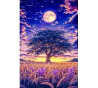 Puzzle 1000 Pezzi Campo Grano Dell'Albero Luna Gioco Educativo Sfida Impossibile Divertente Adatto Come Decorazione da Parete e Regalo Puzzle Classici 1000 Pezzi 75 x 50 cm
