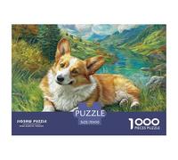 Puzzle 1000 Pezzi Cane Carino per Adulti e Bambini - Corgi nel prato, dettagliato, molto difficile, complesso e regalo 70x50cm