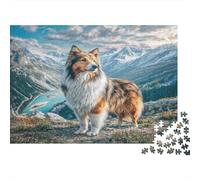 Puzzle 1000 Pezzi Cane Carino per Adulti Pastore delle Shetland tra le Montagne Sfida Difficile Impossibile ed Educativa Decompressione 38x26cm/1000pz