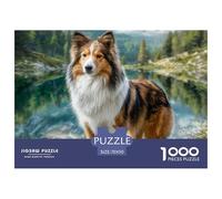 Puzzle 1000 pezzi Cane Domestico - Sheltie Tricolore presso Lago Forestale, Puzzle Sfidante Uomini e Donne, Idea Regalo, 70x50cm