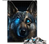 Puzzle 1000 pezzi Cane Pastore Cyborg in legno, rompicapo ad alta difficoltà per adolescenti 50x75cm, Natale o compleanni