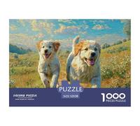Puzzle 1000 Pezzi Cani Domestici per Adulti e Bambini - Due Cuccioli nel Prato Gioco Familiare Sfida Educativa Stimolante 52x38cm