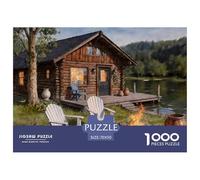 Puzzle 1000 Pezzi Capanna sul Lago Accogliente, Gioco Antistress - Capanna con Fuoco per Adulti e Bambini, 70x50cm