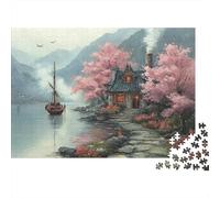 Puzzle 1000 pezzi Capanno sul lago pacifico | Scena acquatica | Rilassante e rilievo stress | Cartone riciclato per adulti e bambini | 38x26cm