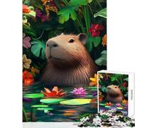 Puzzle 1000 pezzi Capibara in uno stagno tropicale Giocattoli fai da te Regali per donne Uomini per gioco educativo Migliora l'amore tra coppie Dimensioni 38x26cm