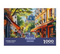 Puzzle 1000 pezzi Carta riciclata Vicoli parigini con caffè, puzzle difficile uomo donna, regalo decorazione murale 70x50cm