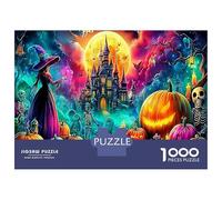 Puzzle 1000 pezzi cartone spesso Il Mondo delle Streghe, castello magico Halloween, difficile 12+, gioco cerebrale impegnativo singolo 70x50cm/1000pz