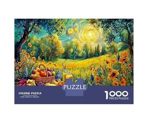 Puzzle 1000 pezzi cartone spesso Pignatta al Sole, campo d'oro notte stellata, molto difficile, regalo anniversario/festa famiglia 38x26cm/1000pz
