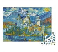 Puzzle 1000 pezzi Castello sul Lago, Cartone per Appassionati di Puzzle, Incontro tra Amici 70x50cm
