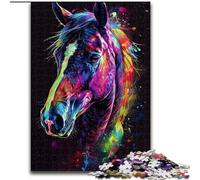 Puzzle 1000 pezzi Cavalli colorati in legno, rompicapo ad alta difficoltà per adolescenti 50x75cm, Natale o compleanni