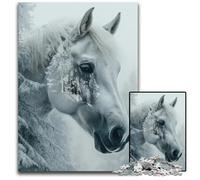 Puzzle 1000 pezzi Cavallo bianco in inverno Puzzle in legno per adulti Regalo perfetto per compleanni e festività Ideale per Natale 1000 pezzi (75x50 cm)