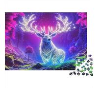 Puzzle 1000 Pezzi Cervo per Adulti Cervo Luminoso nei Boschi Viola Neon Gioco Impossibile Educativo 70x50cm/1000pz