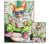 Puzzle 1000 pezzi Chihuahua Go Toilet Impossible Puzzle per adulti Perfetto per Halloween, Natale, regalo di compleanno 50x75CM/19,68x29,52 pollici