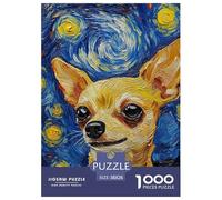 Puzzle 1000 Pezzi Chihuahua Qualità Premium Oil Painting Dog Intrattenimento Creativo Idea Regalo Uomo E Donna Per Adulti E Ragazzi 38x26cm/1000pcs