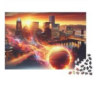 Puzzle 1000 Pezzi Città e Basket in Carta per Adulti Carta Spessa Eco Amichevole Rompicapo Relax Decorazione Parete 38x26cm/1000pcs