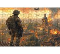 Puzzle 1000 Pezzi Città Puzzle 1000 Pezzi Legno per Adulti Guerra, Splendidamente Confezionato in Una Scatola di Cartone, Trasportabile in Una Borsa a Rete per Decorazioni Parete 75x50 CM RXPT-6717