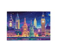 Puzzle 1000 Pezzi Città Puzzle Cielo stellato Adulti Arte Grandi Dimensioni Jigsaw di Legno con una Scatola e Poster, Impossibili Jigsaw Gioco Familiare for Adulti, Home Decor Regalo 75x50cm E-1431