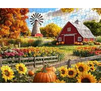 Puzzle 1000 Pezzi Classici, Puzzle azienda agricola mulino a vento 75 x 50 cm, Gioco Educativo e Antistress in Legno con Poster Incluso, Ttività Famiglia, Regalo per Appassionati, Decor Parete, f0-808
