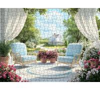 Puzzle 1000 Pezzi Classici, Puzzle giardino architettura 75 x 50 cm, Gioco Educativo e Antistress in Legno con Poster Incluso, Ttività DIY per Famiglia, Regalo per Appassionati, Decor Parete, f0-422