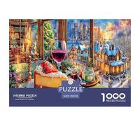 Puzzle 1000 Pezzi Colazione Invernale per Adulti e Bambini - Torta e Vista Cittadina, Difficile, Sfida, Regalo, 70x50cm