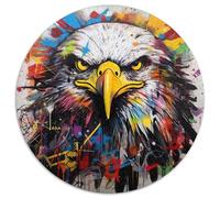 Puzzle 1000 pezzi con graffiti e aquila, rotondo, interattivo, gioco per famiglie, decorazione fai da te per la casa, rompicapo stimolante (67,5x67,5 cm)