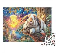Puzzle 1000 pezzi Coniglietto Addormentato con Coniglio Floreale in Cartone Riciclato, Gioco Educativo e Antistress per Adulti, per Decorazione Pareti e Regali, Regalo Inaugurazione Casa, 52x38cm