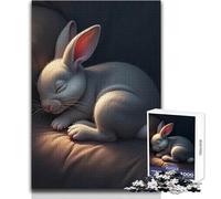 Puzzle 1000 pezzi Coniglio bianco addormentato Coniglio carino Giocattoli per bambini Giochi educativi Analisi e logica Regali di Babbo Natale segreto Dimensioni 38x52cm