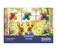 Puzzle 1000 Pezzi Coniglio Fiori Uova, Giardino, Difficile
