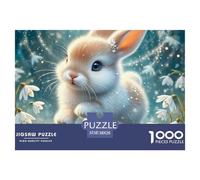 Puzzle 1000 pezzi Coniglio nella Neve Sfida - Dolce coniglio Bucaneve nel bosco Idea regalo Antistress 38x26cm