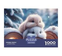 Puzzle 1000 Pezzi Coniglio Neve Inverno Abbraccio, Carta Riciclabile, Adulti, Estremamente Difficile, Gioco Famiglia 70x50cm