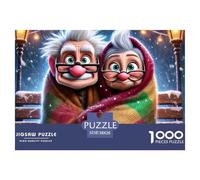 Puzzle 1000 pezzi - Coppia anziana accogliente in inverno, gioco familiare difficile per uomini e donne, 38x26cm