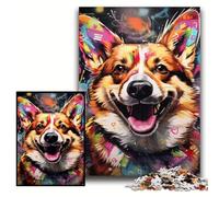 Puzzle 1000 pezzi Corgi Graffiti Puzzle in legno per adulti Dimensioni 50x75cm Regalo perfetto per compleanni e festività