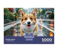 Puzzle 1000 Pezzi - Corgi Strada Bagnata, Gioco Educativo Adulti e Idea Regalo Casa, 52x38cm