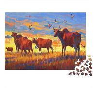 Puzzle 1000 Pezzi Cows Walking on The Grass, Per Bambini E Adulti Puzzle Per Gioco Familiare Difficile Sfida Grandi Dimensioni Regalo 1000pcs (75x50cm)