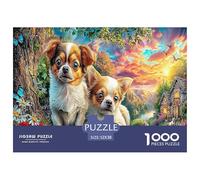 Puzzle 1000 Pezzi Cuccioli Chihuahua - Due Cani in Motivo Vibrante, Regalo per Uomini e Donne, Decorazione da Parete, 52x38cm