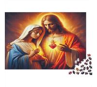 Puzzle 1000 pezzi Cuore Sacro e Maria Devozione incorniciabile arredamento muro cartone premium spesso famiglia 52x38cm