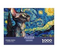 Puzzle 1000 Pezzi Cute Cat Qualità Premium Van Gogh Style Cat Puzzle Impegnativo Idea Regalo Uomo E Donna Per Adulti E Ragazzi 70x50cm/1000pcs