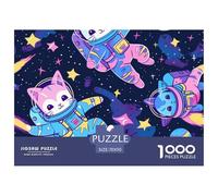 Puzzle 1000 Pezzi Cute Happy Kittens Qualità Premium Meow Astronaut Intrattenimento Creativo Idea Regalo Uomo E Donna Per Adulti E Ragazzi 70x50cm/1000pcs