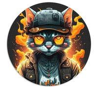 Puzzle 1000 pezzi Cyberpunk Fire Cat Puzzle impossibile per adulti Decorazione per la casa Gioco rompicapo per adolescenti e interazione familiare 67,5x67,5 cm
